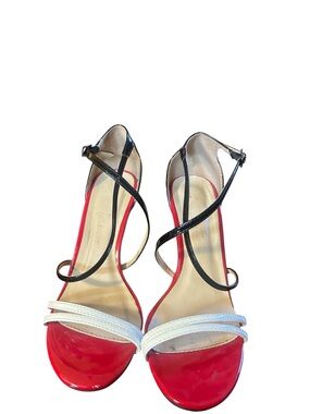 Wild Diva Red, White and Black Strappy Heeled Sandals